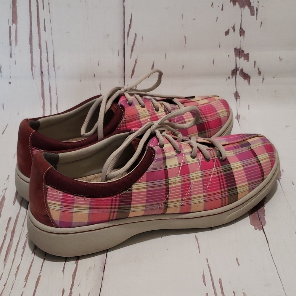 DANSKO Brandi Pink Plaid Madras Sneakers Fabric Lace Up Women's EUR 40 - Picture 3 of 7